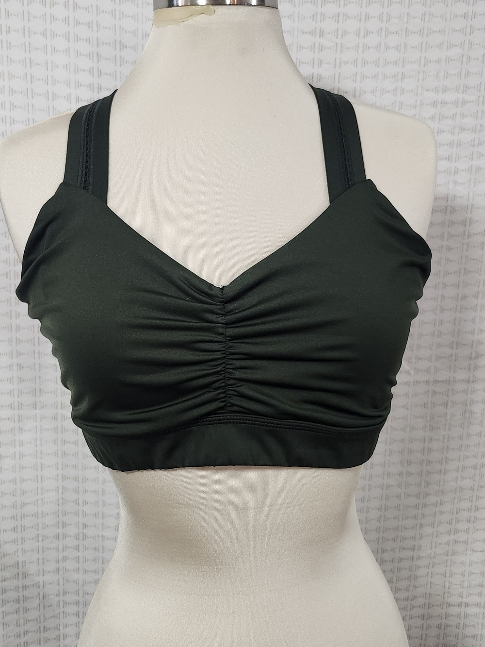 Handful Double Down Sports Bra Strappy Y-Back Forest Green Size Large
